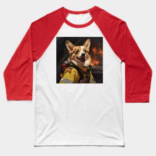 Firefighter Corgi Baseball T-Shirt